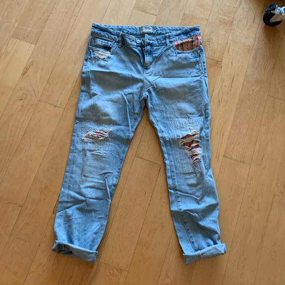Free People Denim - Free People patchwork boyfriend jeans